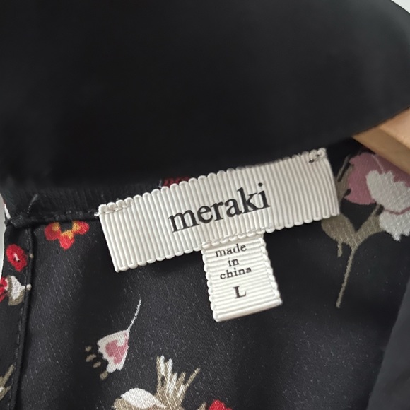 Meraki floral v neck woman’s blouse with choker. 3/4 length bell sleeves size L - Picture 3 of 11